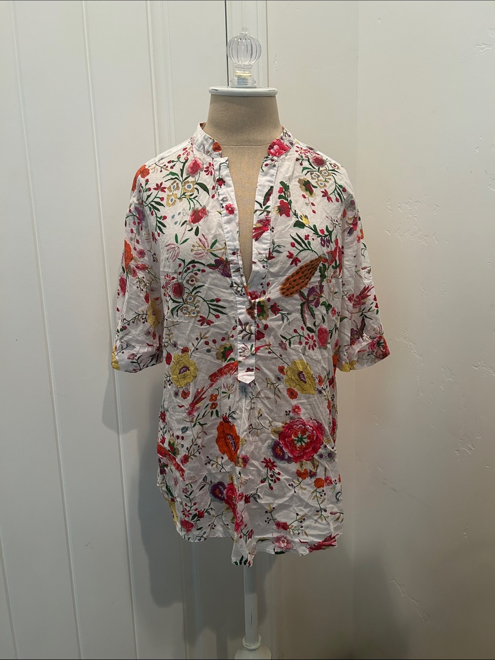 Calypso Floral Button-Front Blouse